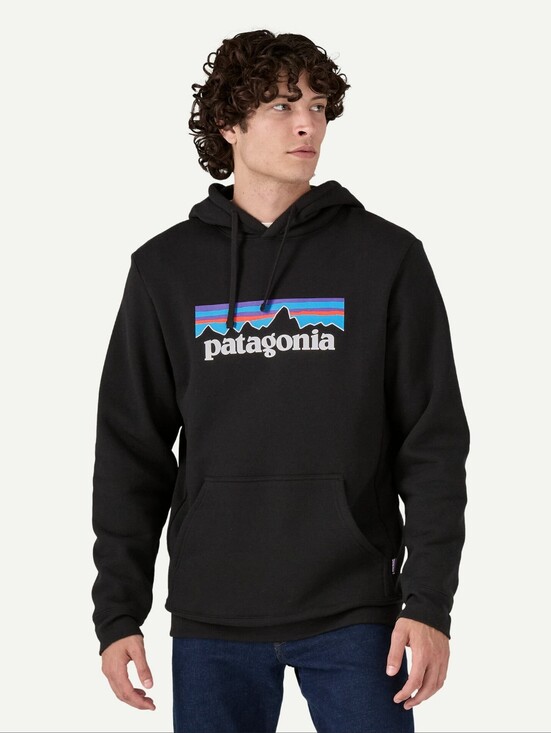 Patagonia Other - Patagonia Black P-6 Logo Pullover Hoodie Sweatshirt Mens Medoum